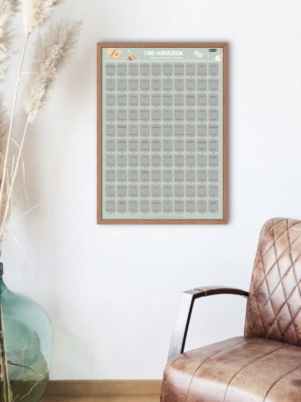 Plakat zdrapka 100 książek które warto mieć na półce