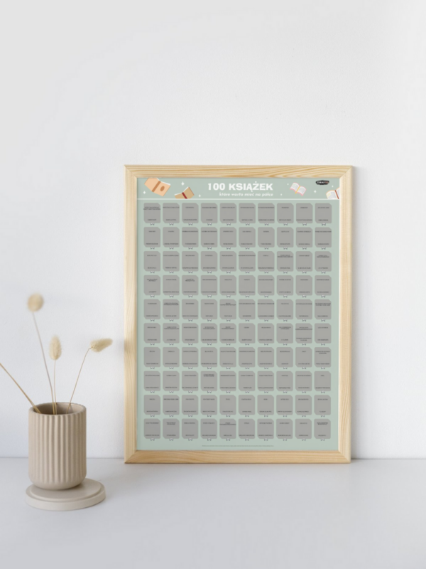 Plakat zdrapka 100 książek które warto mieć na półce