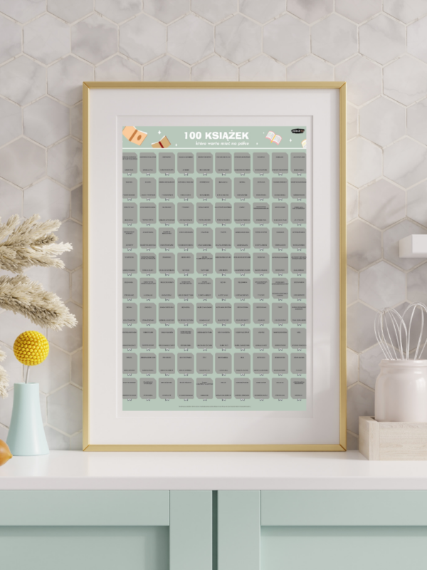 Plakat zdrapka 100 książek które warto mieć na półce