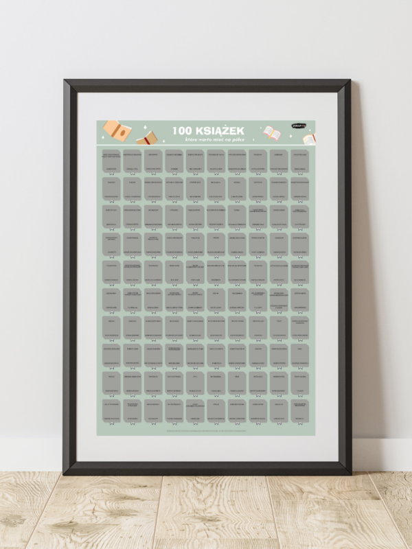 Plakat zdrapka 100 książek które warto mieć na półce