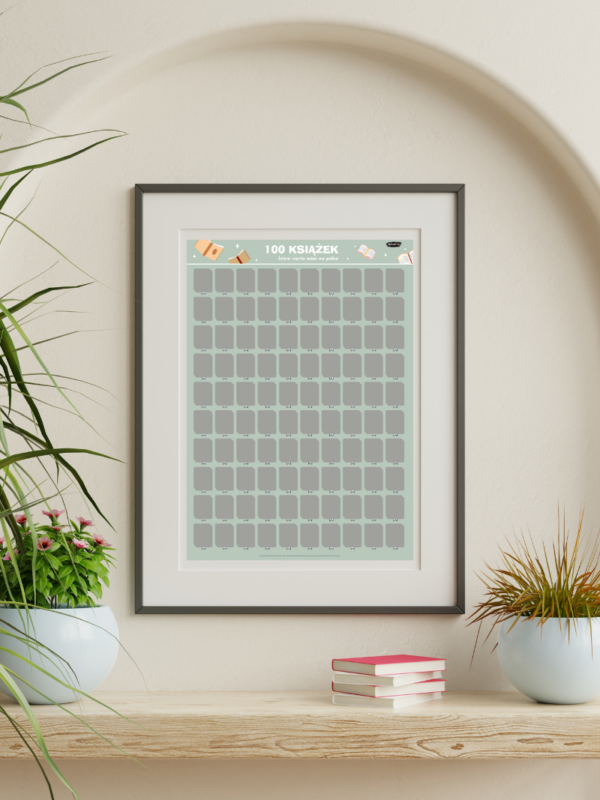 Plakat zdrapka 100 książek które warto mieć na półce (ZAGADKA)