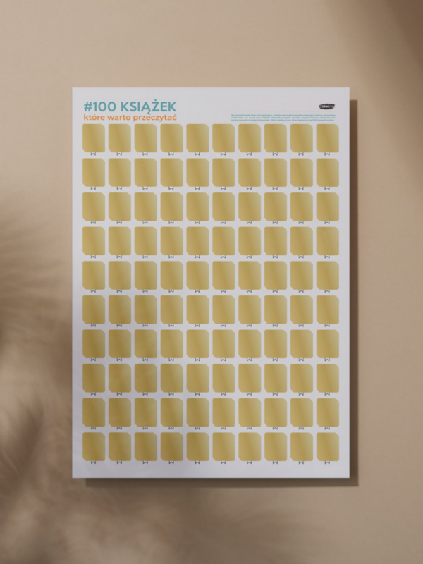 Plakat zdrapka 100 książek które warto przeczytać (ZAGADKA)
