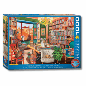 puzzle 1000 elementów z motywem starej biblioteki z papieru z recyklingu