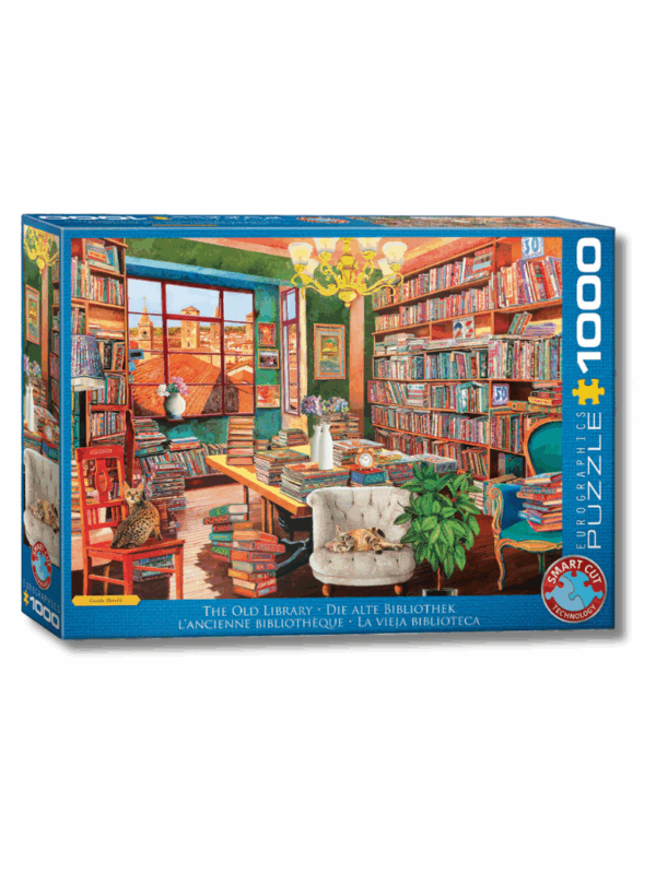puzzle 1000 elementów z motywem starej biblioteki z papieru z recyklingu