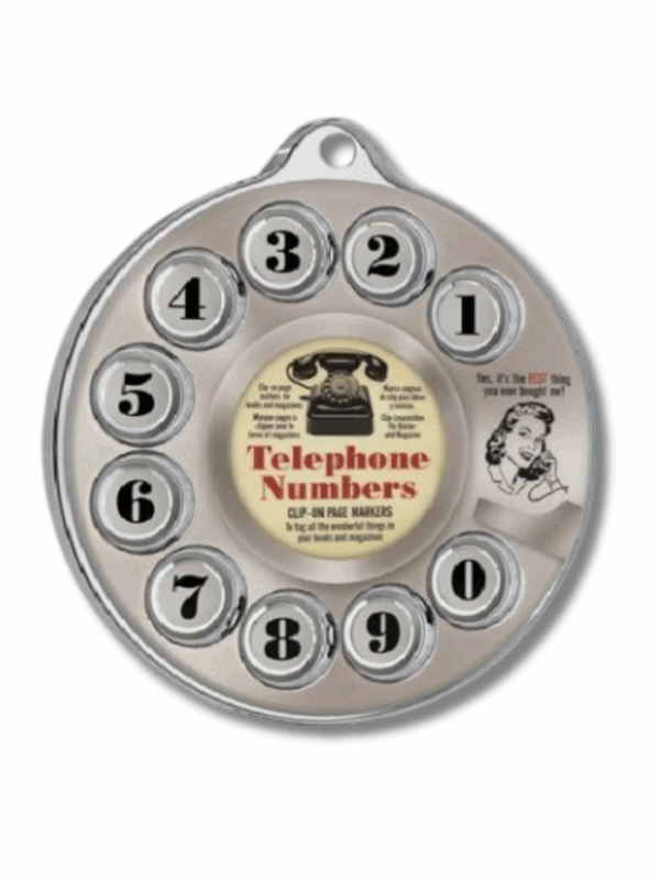 znaczniki do książki numerowane retro telefon