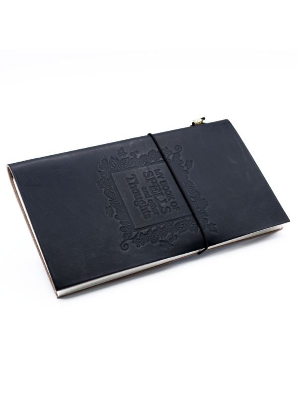 dziennik_skorzany_my_book_of_spells_01 dziennik skórzany czarny my book of spells and other thoughts dziennik na zaklęcia i inne myśli