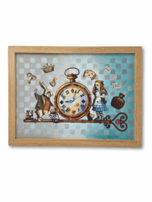 obraz z zegarem Alicją i królikiem z książki Alicja w Krainie Czarów