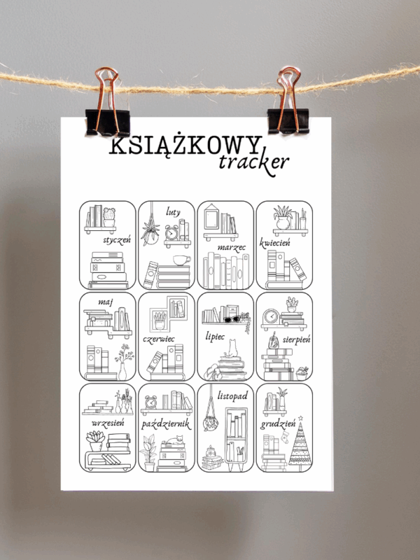 plakat Książkowy tracker do kolorowania i zaznaczania swoich postępów w czytaniu książek