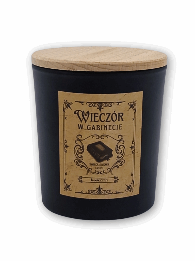 świeca sojowa inspirowana literaturą i kryminałami retro w stylu sherlocka holmesa i agathy chritie. elegancki zapach idealny do klimatu gabinetu w stylu vintage