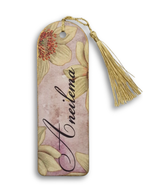 zakładka drewniana handmade botaniczna z frędzlem