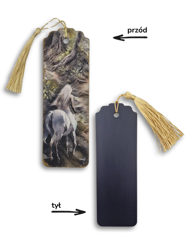 zakładka ręcznie zdobiona drewniana z białym centaurem