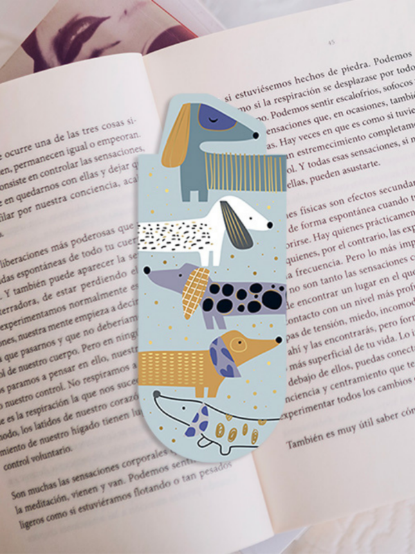 zakładka magnetyczna z pieskami, jamnikami lekko pozłacana