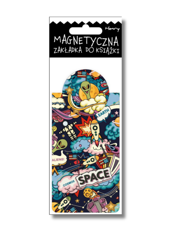 magnetyczna zakładka z motywem kosmicznym z rakietami i obcymi