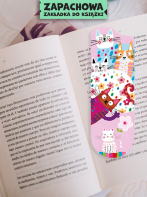zakładka pachnąca z kolorowymi kotkami