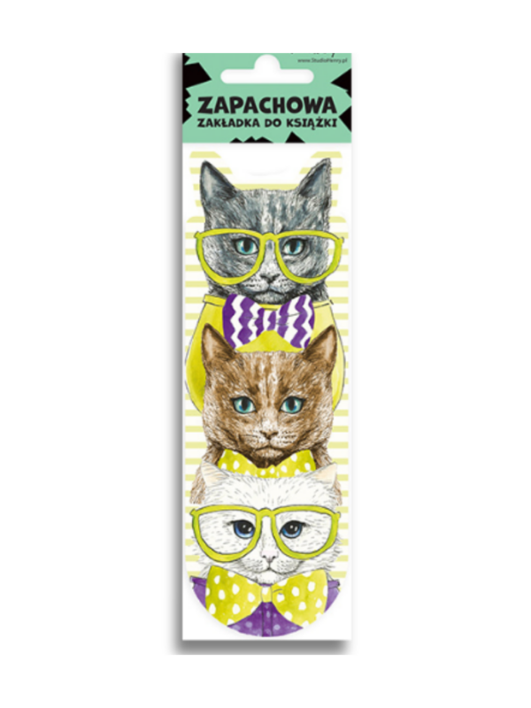 zakładka_zapachowa_koty_okulary_01 zakładka pachnąca z trzema kotami w okularach
