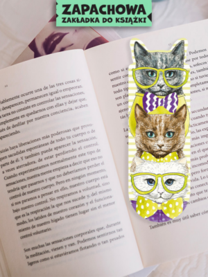 zakładka zapachowa z motywem kotów w okularach