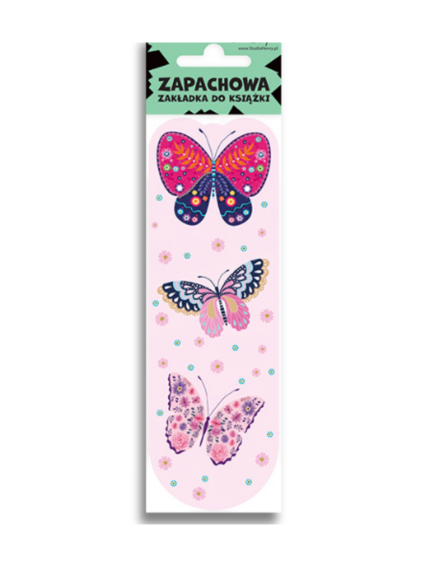 zakładka pachnąca motyle na różowym tle
