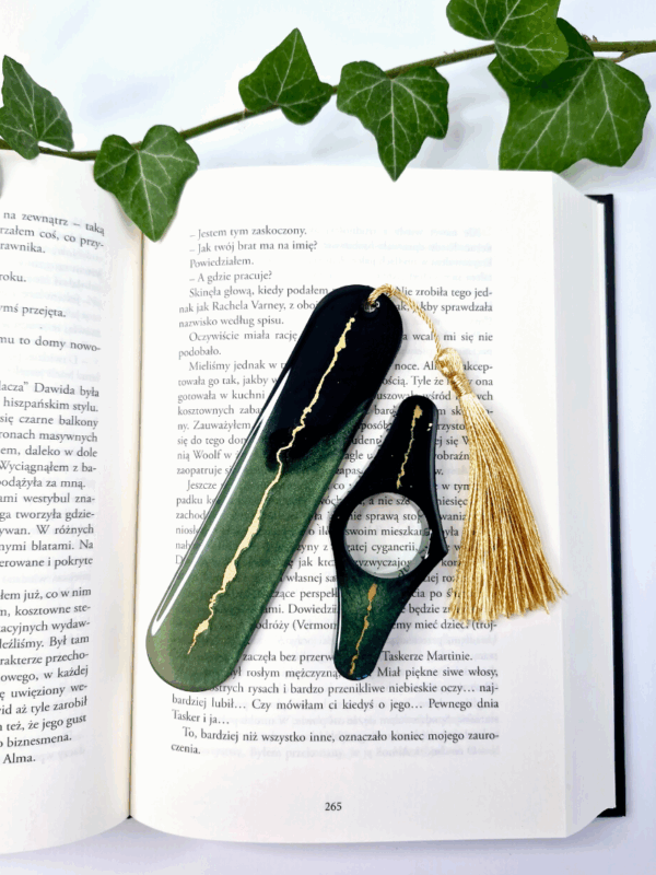 komplet zestaw z żywicy epoksydowej: zakładka i uchwyt do książki na elegancki prezent