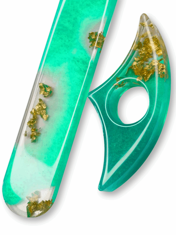 zakładka i uchwyt na kciuk z żywicy epoxy komplet turkusowy