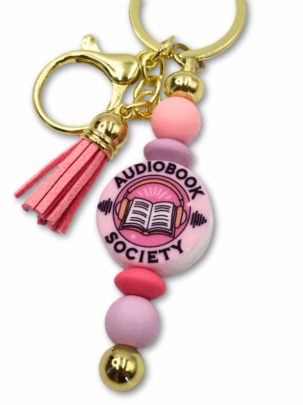 breloczek dla fanek audiobooków złoto różowy
