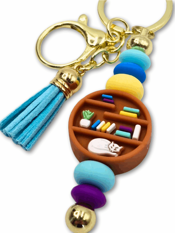 zawieszka lub breloczek do torebki lub plecaka dla książkoholiczki i miłośniczki kotów