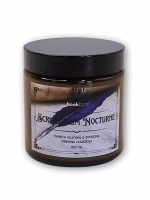 świeca_sojowa_scriptorium_nocturne_01 świeca sojowa w klimacie książkowym o zapachu drewna, papieru i kadzidła w klimacie starej biblioteki i skryptorium prezent dla fana gotyckich klimatów