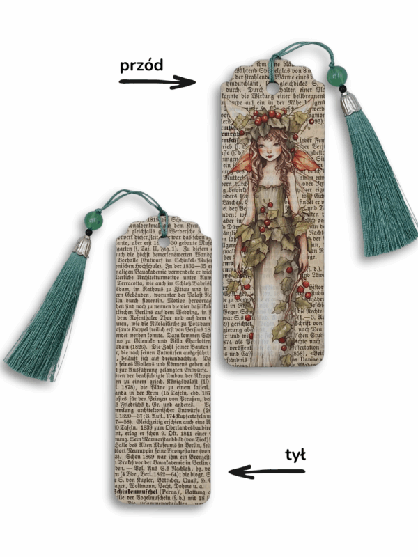 zakładka z drukiem z XIX wiecznej encyklopedii i słowiańską nimfą