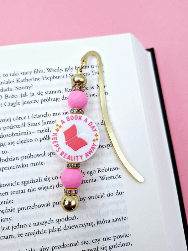 zabawna różowa i złota zakładka na prezent dla dziewczyny
