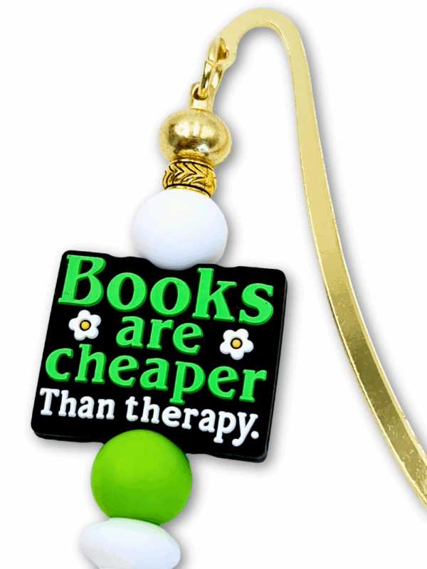 książki są tańsze niż terapia - zakładka z zabawnym tekstem dla miłośników czytania