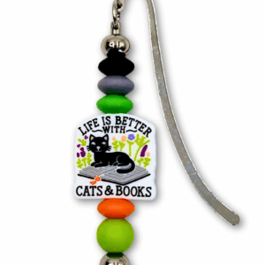 zakładka metalowa do książki dla miłośniczki kotów i czytania książek