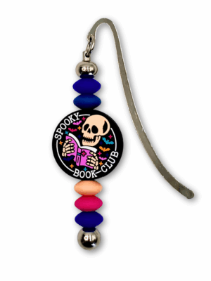 zakładka_koraliki_spooky_book_club_A_01 zakładka dla miłośników i czytelników historii strasznych i grozy zakładka metalowa z koralikami