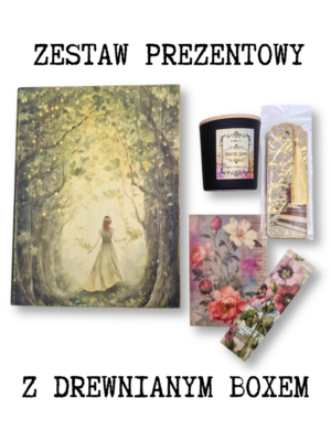 zestaw_prezentowy_w_sekretnym_ogrodzie_01 zestaw prezentowy dla miłośniczki książek i czytania z motywem sekretnego ogrodu z zakładkami i świecą sojową