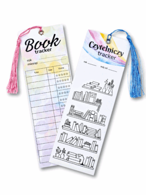 zestaw_zakładki_booktrackery_kolorowe_01 zestaw kolorowych zakładek do zaznaczania i zapisywania przeczytanych książek do zaznaczania swoich postępów czytelniczych