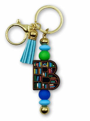 gadżet b jak biblioteka breloczek biblioteka dla miłośników czytania, prezent dla bibliotekarki dla bibliotekarza