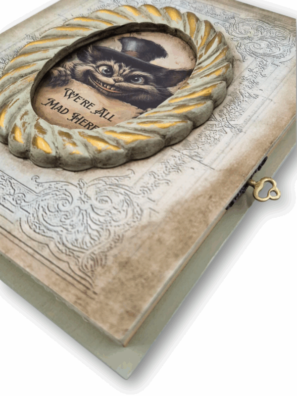 ozdobne pudełko na drobiazgi alicja w krainie czarów kot we all mad here