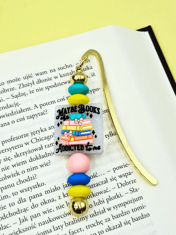 zakładka do książki na prezent dla książkary, miłośniczki książek i czytania, kolorowa zakładka z metalu i silikonowych koralików