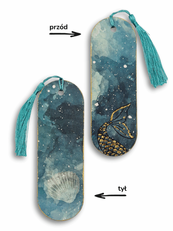 zakładka do książki rękodzieło dla miłośniczek syren i wody i turkusów