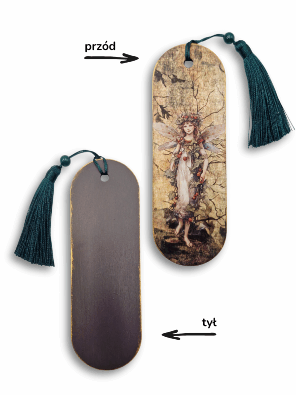 zakładka drewniana handmade z motywem słowiańskiej nimfy wiły