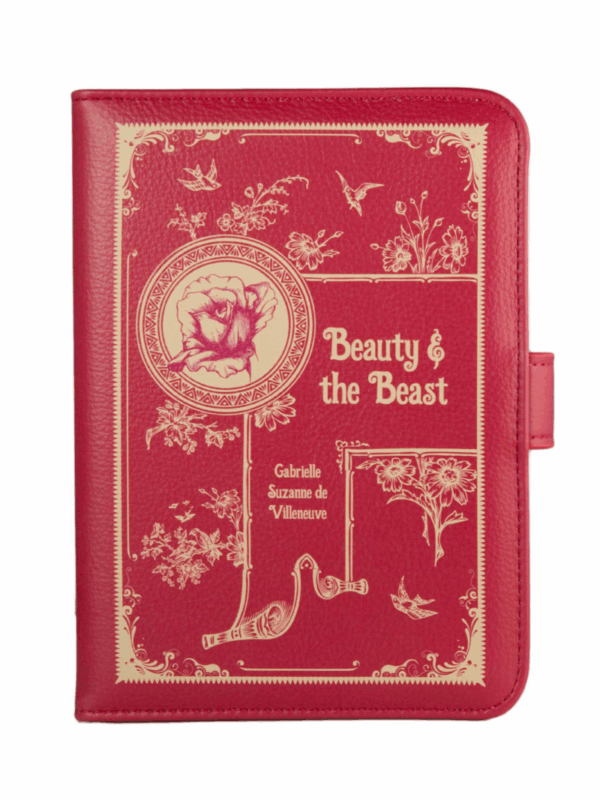etui ochraniacz na czytnik ebooków czerwony z motywem baśniowym piękna i bestia
