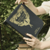 torebka z ekologicznej skóry w kształcie książki moths and butterflies dla fanek starych uniwersytetów i bibliotek w klimacie dark academy