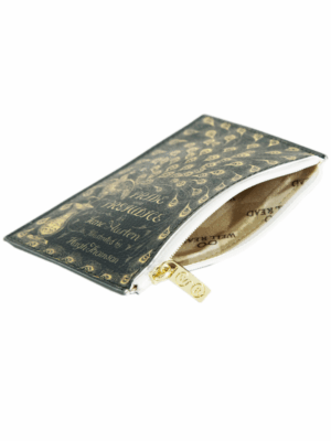 zielonozłoty nieduży płaski portfel do kieszeni lub małej torebki duma i uprzedzenie jane austen