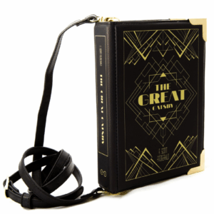 Torebka w kształcie książki Wielki Gatsby w klimacie art deco czerń ze złotem torebka na ramię