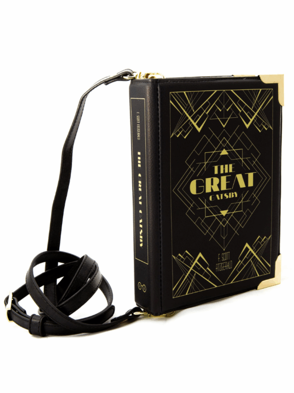 Torebka w kształcie książki Wielki Gatsby w klimacie art deco czerń ze złotem torebka na ramię