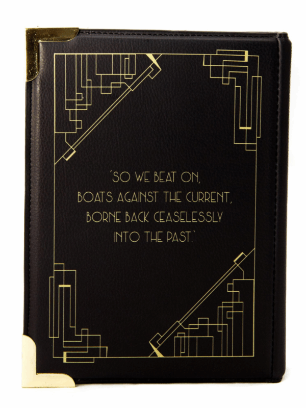 Torebka z cytatem z książki Wielki Gatsby czarna torebka na ramię w kształcie książki