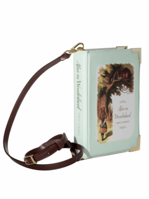 torebka w kształcie książki na ramię z ekoskóry z motywem alicji w krainie czarów