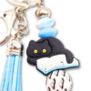 Breloczek bag charm Kot i Książki niebieski