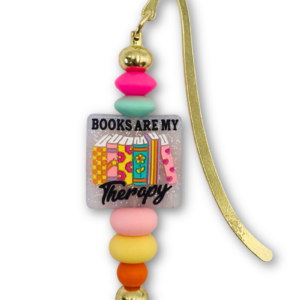 books are my therapy - zakładka do książki ozdobna metalowa na prezent kolorowa z zabawnym tekstem