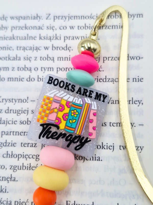 zakładka kolorowa na prezent dla książkary złoto i brokat