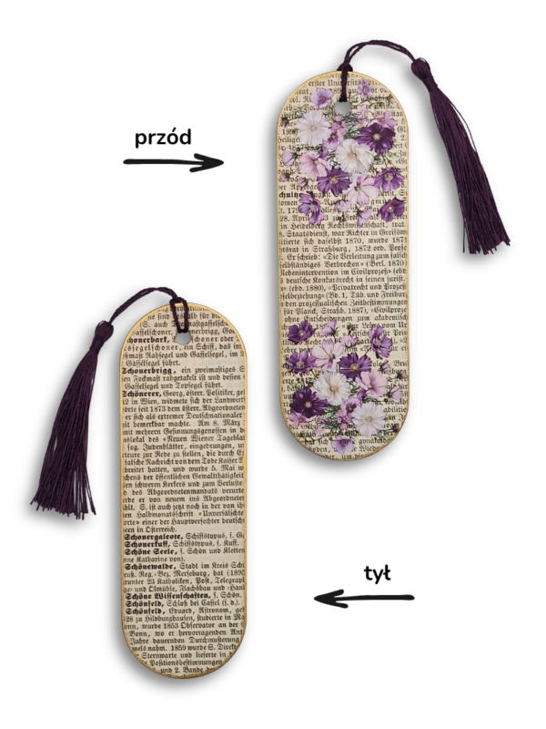 zakładka kwiaty kosmosów vintage rękodzieło