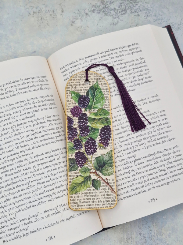zakładka do książki z motywem jeżyny botaniczne vintage